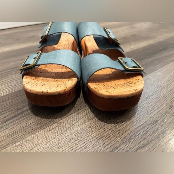 Kork-Ease Blue Slide Sandals with Buckle chunky boho platform - Picture 12 of 13